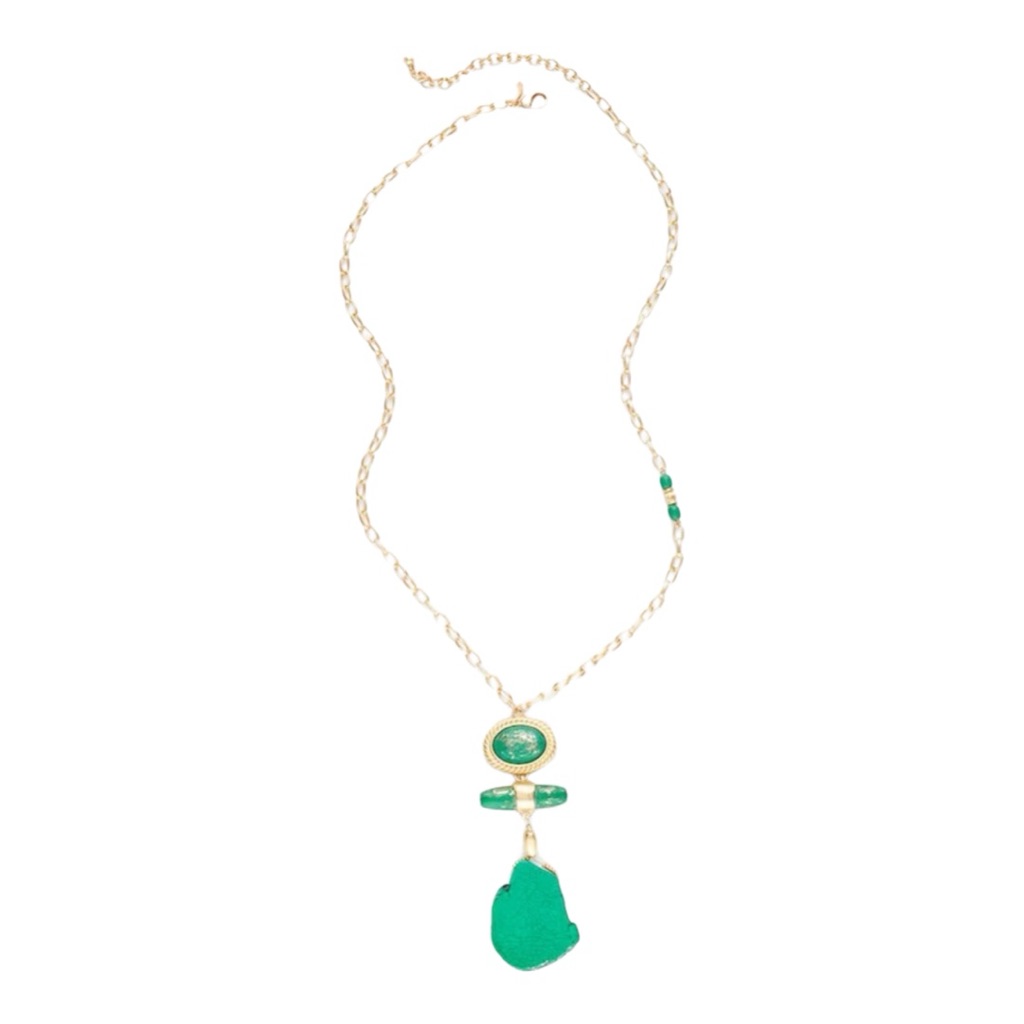 Nwt Chicos Green Stone Pendant Necklace 55$